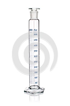 Laboratory graduated cylinder isolated on white