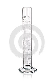 Laboratory graduated cylinder isolated on white