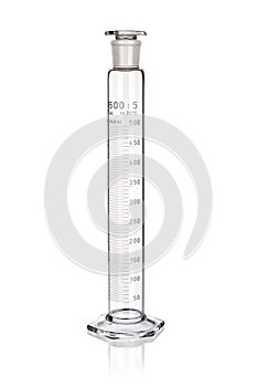 Laboratory graduated cylinder isolated on white