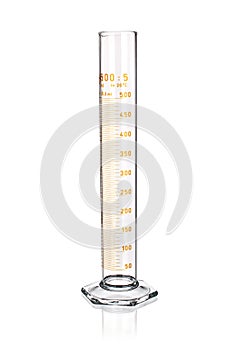 Laboratory graduated cylinder isolated on white