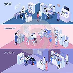Laboratory Horizontal Isometric Banners
