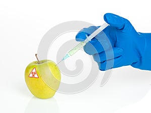 Laboratory injected bio hazardous apple