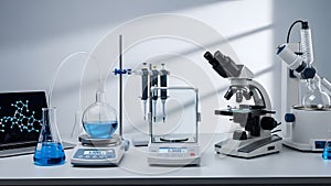 Laboratory Instruments and Microscope Setup for Scientific Analysis