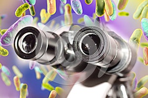 Laboratory microscope and bacteria