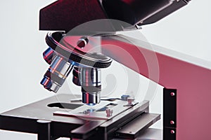 laboratory, microscope for chemistry biology test samples, Medical equipment, Scientific and healthcare research background.