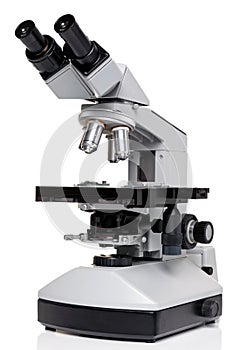 Laboratory microscope isolated on white