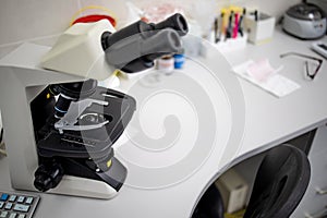 Laboratory Microscope. Modern Microscopes In A Lab.