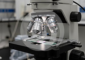 Laboratory microscope with multiple objective lenses,