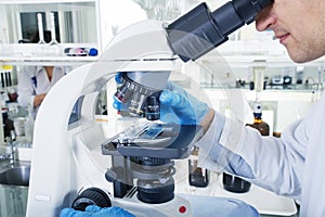 Laboratory Microscope. Scientific and healthcare research background.