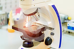 Laboratory microscope. Scientific and medical research. Laboratory microscope. Scientific and medical research.