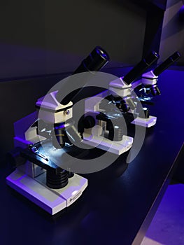 laboratory with microscopes