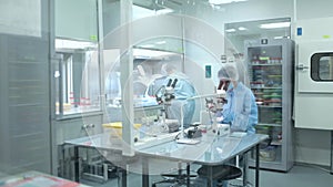 Laboratory for the production of biomaterials. People do research