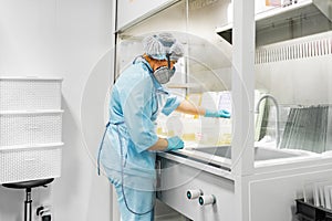 Laboratory for the production of biomaterials. People do research