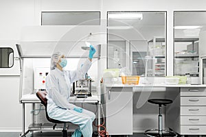 Laboratory for the production of biomaterials. People do research