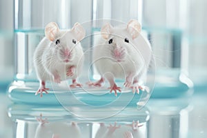 Laboratory rats and mice, white background