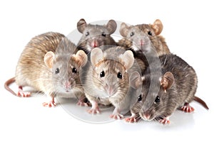 Laboratory rats and mice, white background