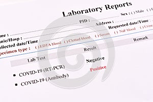 Laboratory report of COVID-19 testing