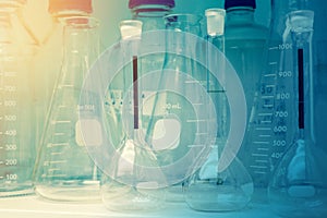Laboratory Research - Scientific Glassware or beakers For Chemical Background concept