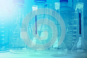 Laboratory Research - Scientific Glassware or beakers For Chemical Background concept