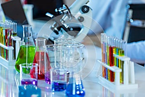 Laboratory Research - Scientific glassware with blur background