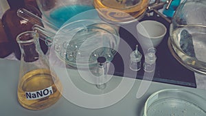 Laboratory Research - Scientific Glassware For Chemical Background