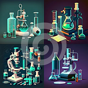 Laboratory Research - Scientific Glassware For Chemical Background