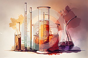 Laboratory Research - Scientific Glassware For Chemical Background