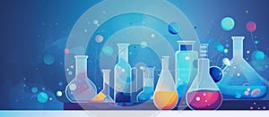 Laboratory Research - Scientific Glassware For Chemical Background