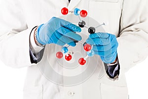 Laboratory researcher with tnt molecule