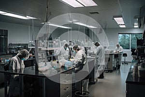 a laboratory, with researchers conducting medical marijuana studies and experiments