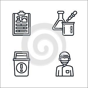 Laboratory and science line icons. linear set. quality vector line set such as doctor, waste, experimentation