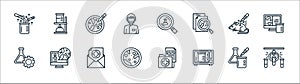 Laboratory and science line icons. linear set. quality vector line set such as , experimentation, petri dish, bioengineering,