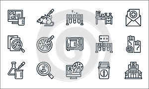 Laboratory and science line icons. linear set. quality vector line set such as laboratory, computer, experimentation, waste,