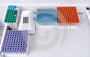 Laboratory science researchment healthcare. Medical sterile containers for blood.