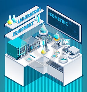 Laboratory Table Isometric Composition