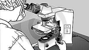 Laboratory Technician Looking Through a Microscope