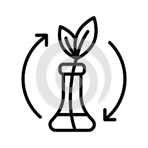 Laboratory test line icon. linear style sign for mobile concept and web design. Test tube with plant outline vector icon. Symbol,