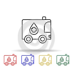 Laboratory on wheels multi color icon. Simple thin line, outline vector of blood donation icons for ui and ux, website or mobile