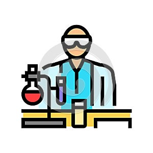 laboratory work college teacher color icon vector illustration