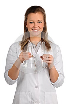 Laboratory Worker Holding Glassware