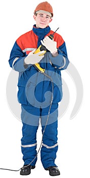 Laborer with drill