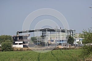 Laborer`s and Supervisors working on the Shade Construction Site photo