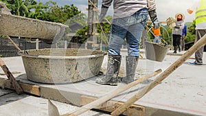 Laborer working on a construction building site