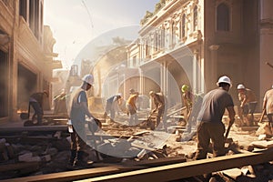 Laborers engaging in a Labor Day volunteer