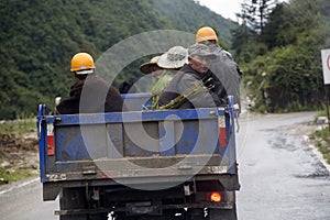 Laborers going to work