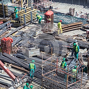 Modern building constraction site works.