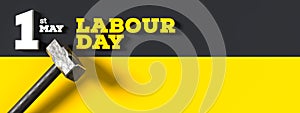 Labour day background design with hammers isolated on dark background. 1st May Labour day background. 3D illustration