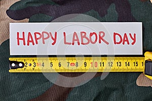Labour Day card on camouflage.