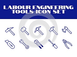 Labour day icon set. Labor Tools Icon Vector graphic illustration. Line Icons set of Engineering tools