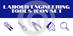 Labour day icon set. Labor Tools Icon Vector graphic illustration. Line Icons set of Engineering tools